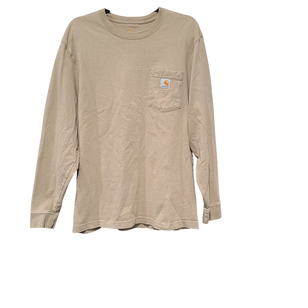 Carhartt Mens K126 Desert Tan Long Sleeve Workwear Pocket T-Shirt Size M